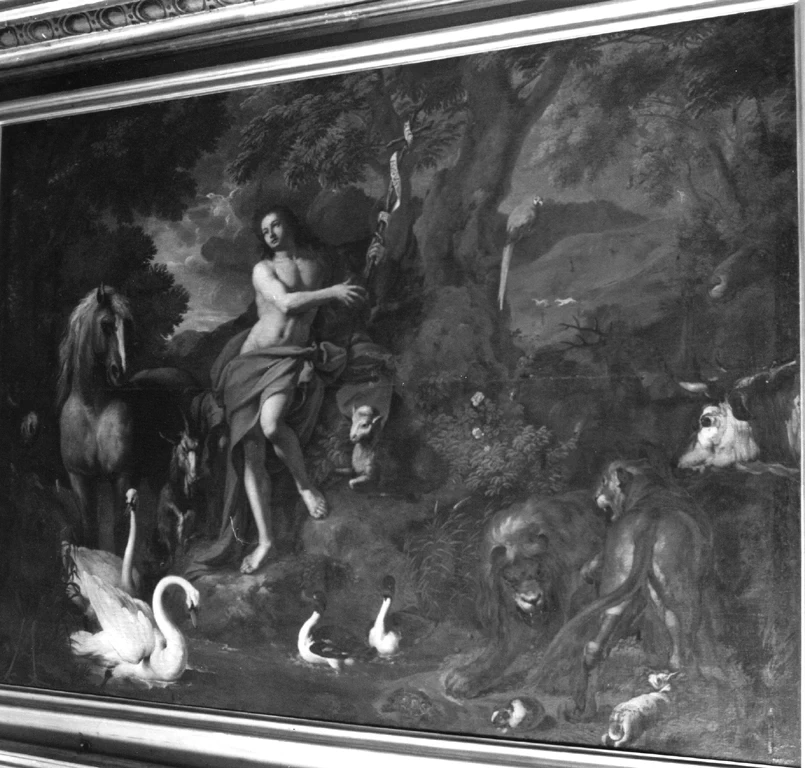 Paesaggio con S.Giovanni Battista fra gli animali - figure di Guillaume Courtois detto Borgognone, Roma